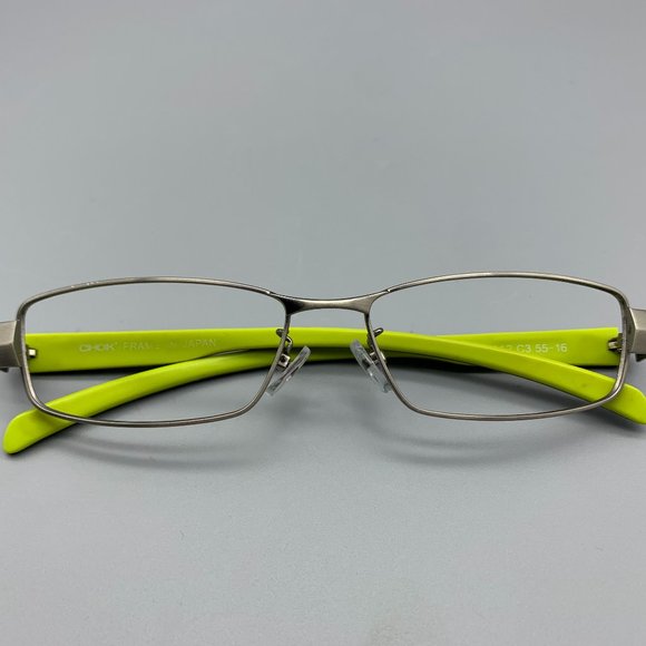 CHOK HW0012 Gray/Green Full Rim Metal Glasses with Plastic Temples